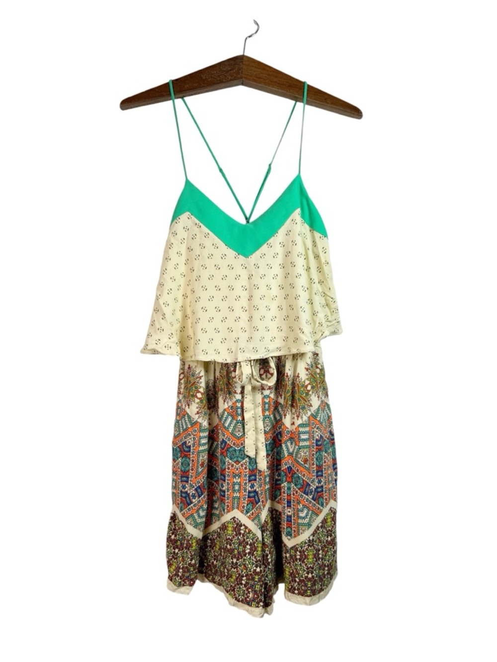 ELEVENSES Anthropologie Mintaka Romper Playsuit Size 8 Boho Hippie Festival